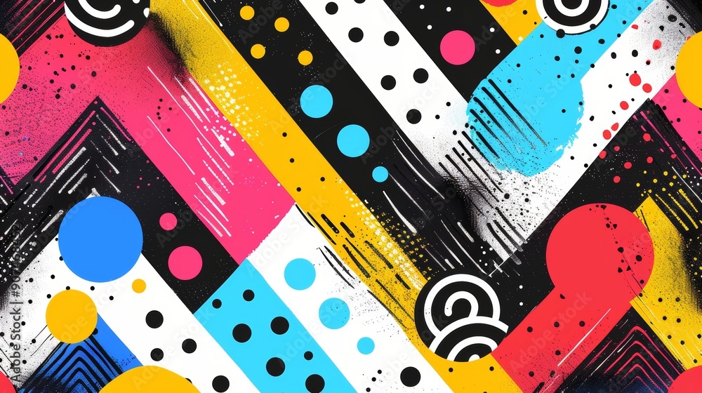 Aufkleber vibrant abstract canvas with playful colorful circle patterns