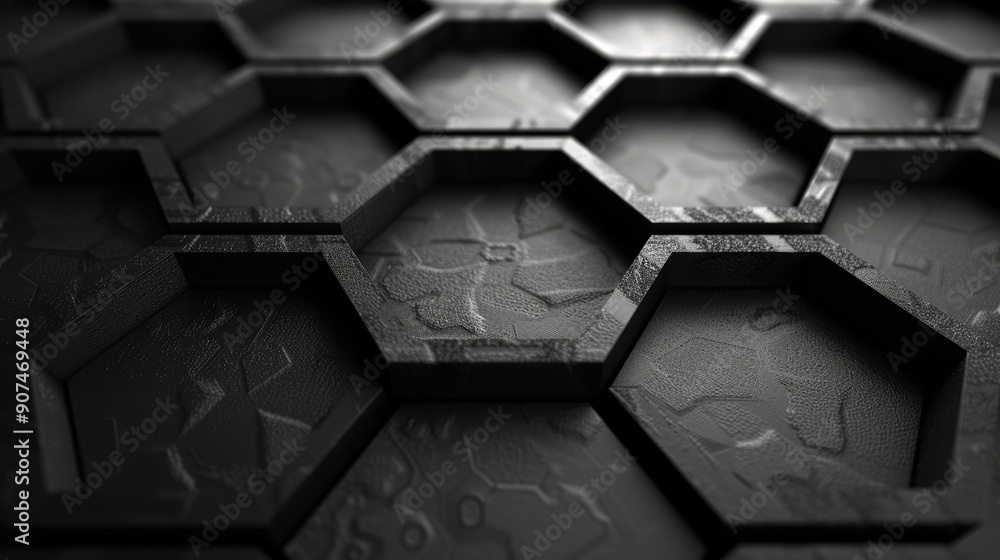 Poster futuristic 3d hexagonal pattern wallpaper with glowing cell structure