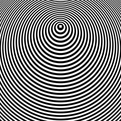 Concentric Circle Lines Pattern. 3D Illusion Design. Abstract Geometric Textured Black and White Background. 