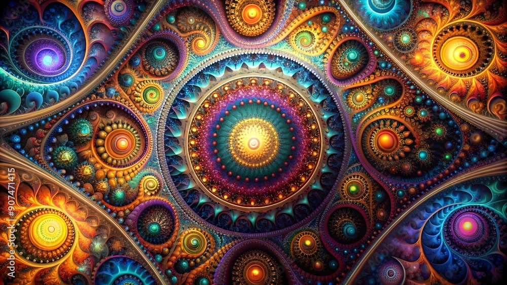 Poster the fractal tapestry of time: a journey through infinite dimensions ai generated