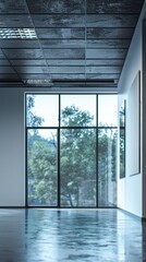 Fototapeta premium Minimalist Interior Design with Large Window.