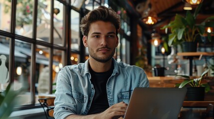 The man in denim shirt