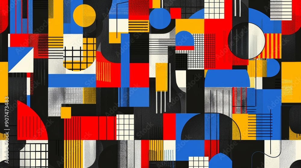 Poster colorful geometric flag pattern backdrop with square shapes and vibrant colors