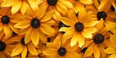 Black-Eyed Susan Cheerful yellow flowers with dark centers, resembling daisies