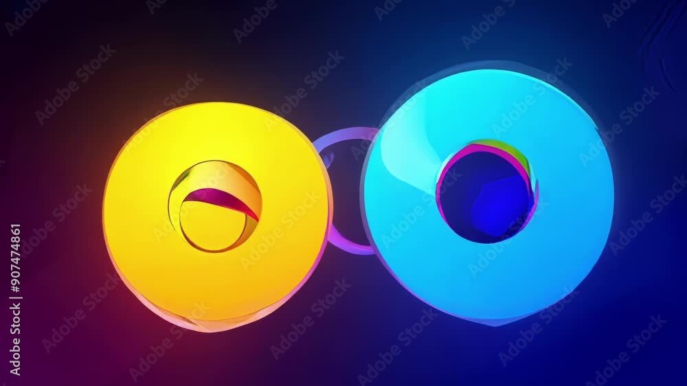 Poster explore the enchanting interplay of neon colors and circular forms as they merge in a mesmerizing di