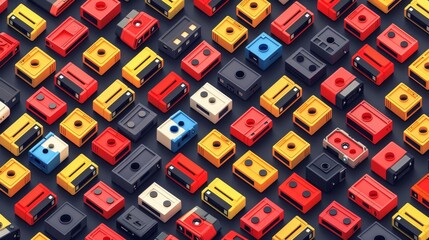 Colorful plastic alphabet blocks and number dice seamless pattern for kids education wallpaper design