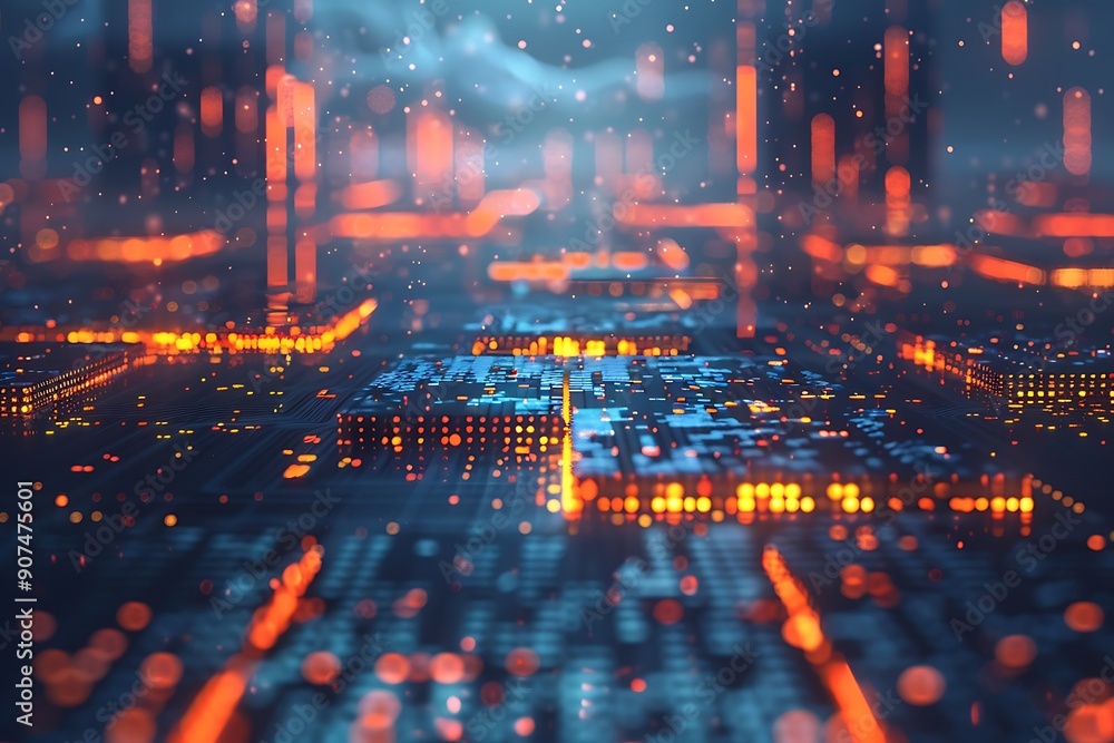 Poster a futuristic cube network patterns abstract digital data cube in technology future