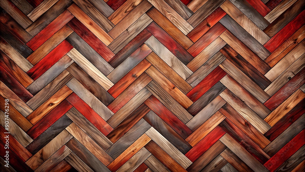 Poster timeworn elegance: a rustic abstract parquet pattern in deep browns and earthy tones generative ai