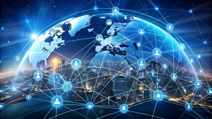 Obraz premium Connecting the World: A Visual Representation of Global Business and the Internet of Things Generative AI