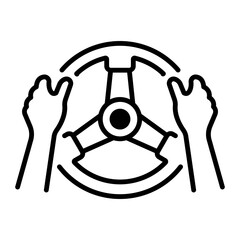 An outline style icon of steering wheel 