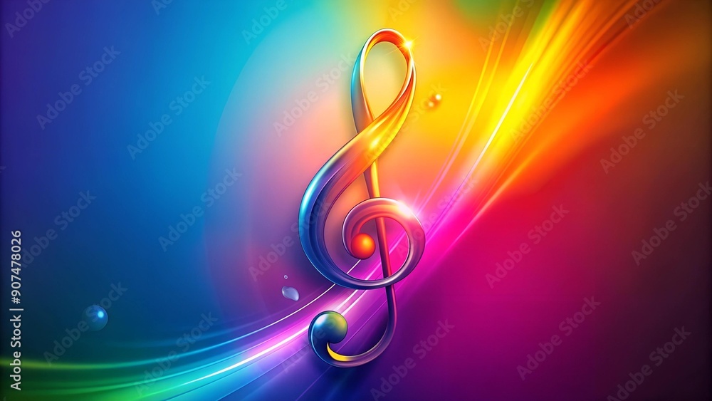 Poster treble clef in a whirlwind of color generative ai