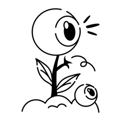 A doodle style icon of spooky plant 