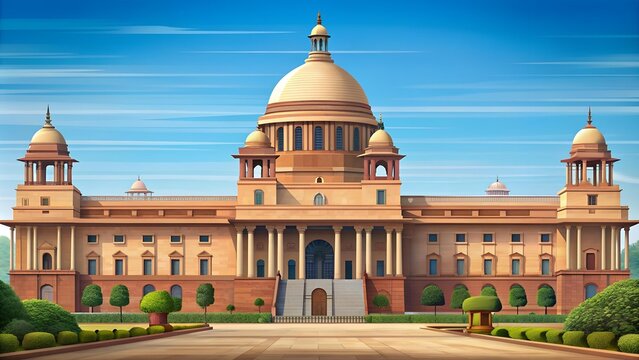 The Majestic Facade of Rashtrapati Bhavan: A Glimpse of Architectural Grandeur  generative AI
