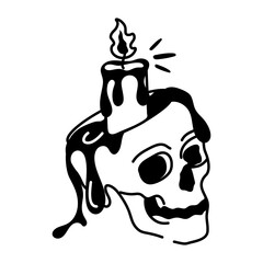 Horror candle skull icon in glyph style 