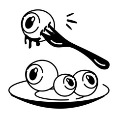 A doodle style icon of creepy eyeballs 