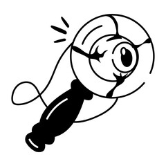 Demon staff icon in doodle style 