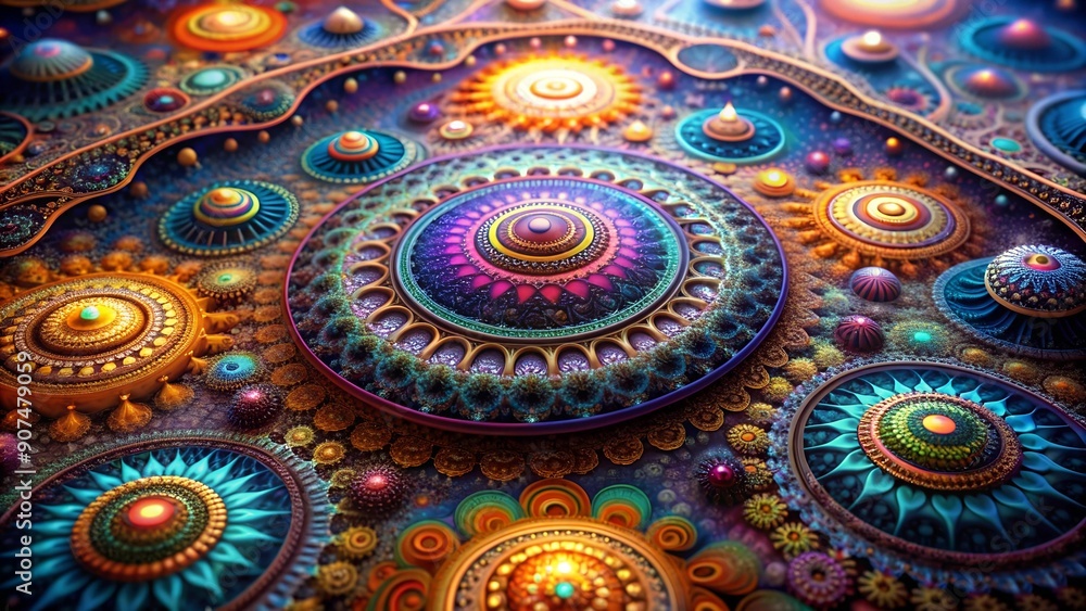 Poster the fractal tapestry of time: a journey through infinite dimensions ai generated