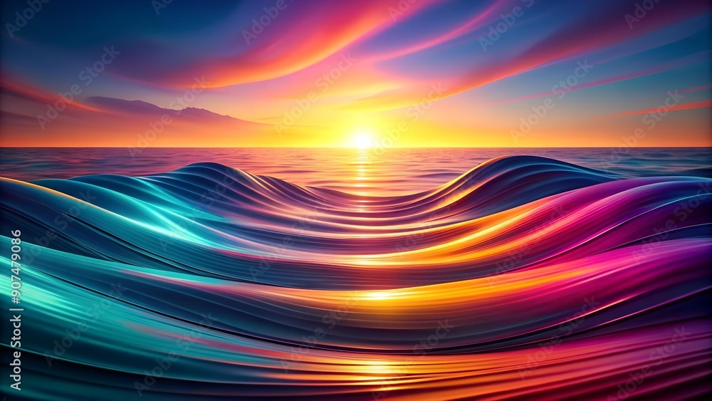 Poster ephemeral flow: a gradient wave dancing in minimalist tranquility generative ai
