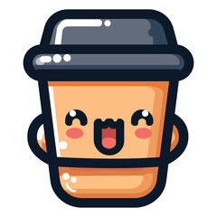 Christmas kawaii coffee cup flat icon