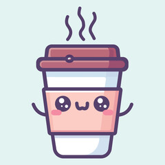 Christmas kawaii coffee cup flat icon