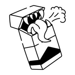 Creepy cigarette pack doodle style icon 