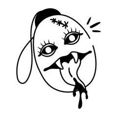 A hand drawn icon of creepy face 