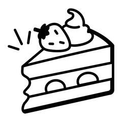 A doodle icon of strawberry cake 