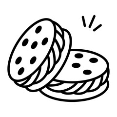 Doodle style icon of cream sandwich 