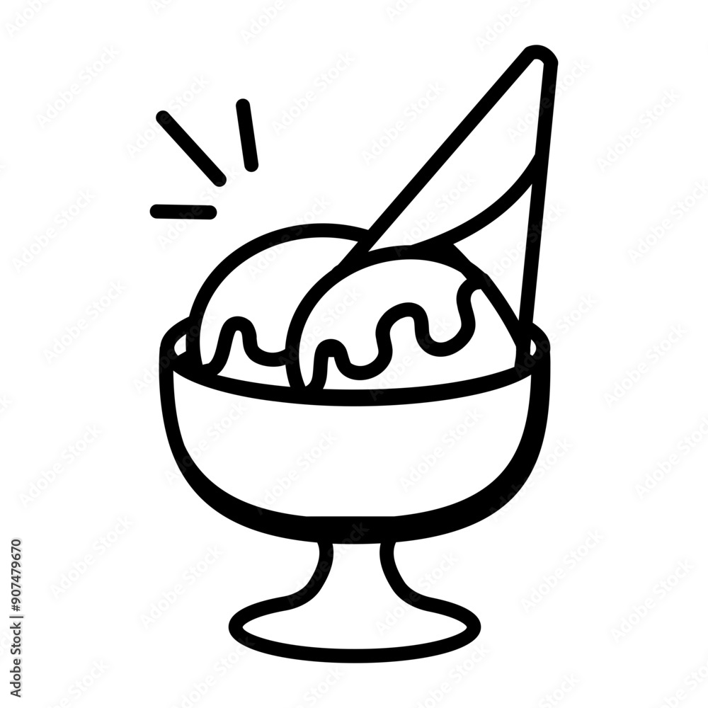 Sticker Doodle style icon of gelato cup  