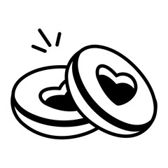 A doodle icon of heart cookies 