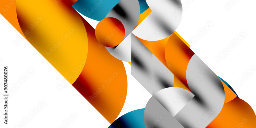 Poster tech minimal circular shapes geometric art. vector modern circles