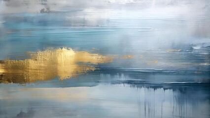 Fototapeta premium Serene Tranquility: A Symphony of Gold and Ink Generative AI