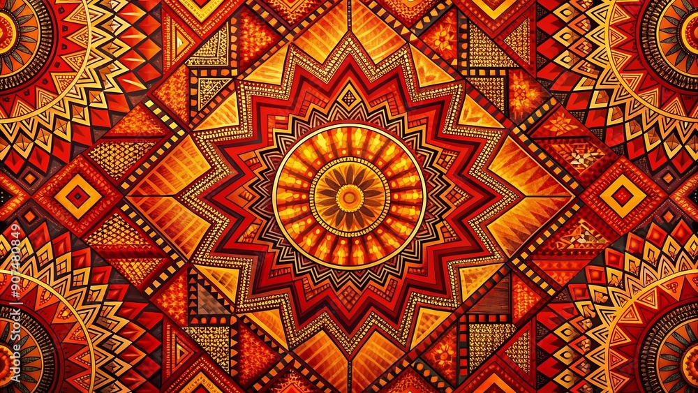 Aufkleber vibrant geometric patterns on a sunset canvas generative ai