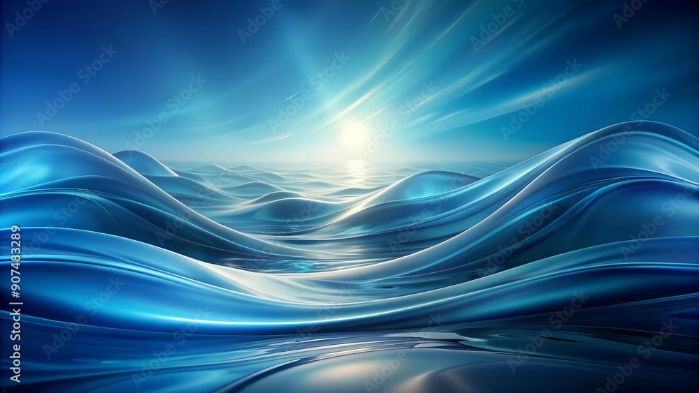 Poster ethereal azure waves: a serene abstract landscape generative ai