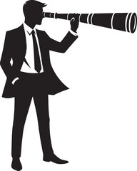 A person looking through Telescope silhouette vector illustration isolated on a white background