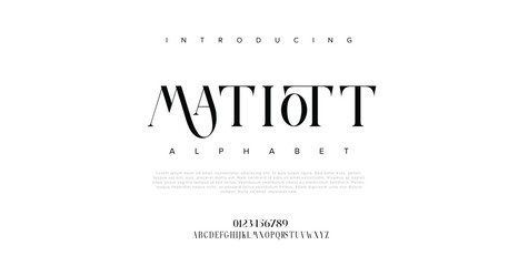 Matiott luxury modern font alphabet vector set