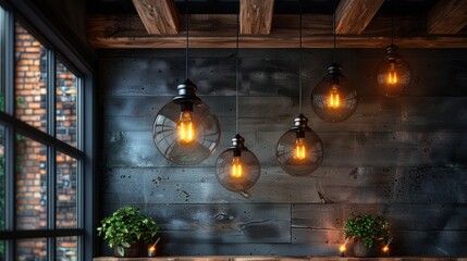 Obraz premium Modern Pendant Lights in a Rustic Interior