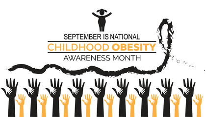 National Childhood Obesity Awareness Month is observed every year on September.Holiday concept background, placard, banner design template Vector illustration background design.