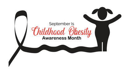 National Childhood Obesity Awareness Month is observed every year on September.Holiday concept background, placard, banner design template Vector illustration background design.