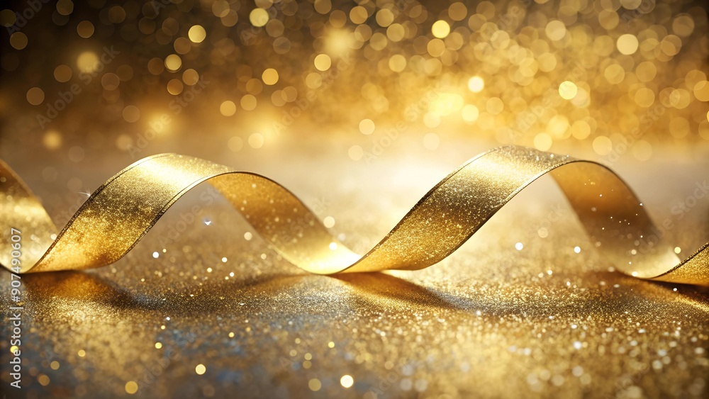 Poster golden ribbon with sparkling dust: a festive vector icon generative ai