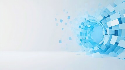 Obraz premium Abstract blue geometric shapes creating a dynamic and modern visual effect on a clean white background.