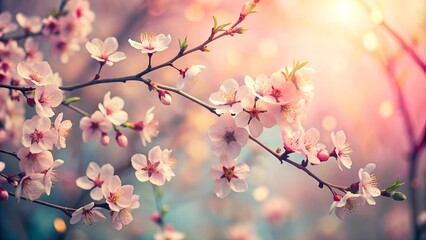 Whispers of Spring: A Dreamy Tapestry of Cherry Blossoms in Vintage Hues  Generative AI