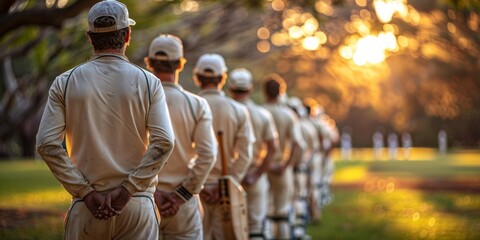 Cricket Players at Sunset