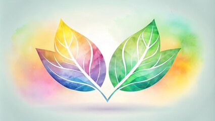 Abstract Watercolor Leaf Pair Icon Vector Illustration with a Soft Gradient Background  Generative AI