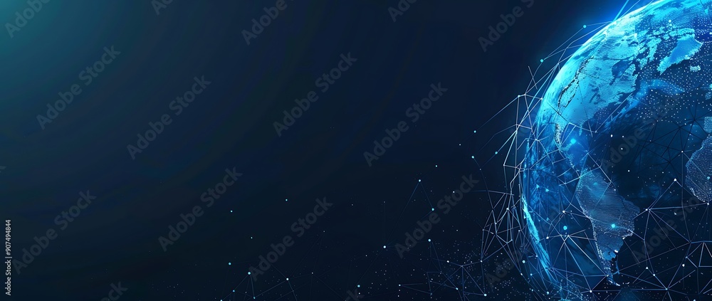 Poster digital earth globe with global network connections and data technology background. a digital earth 