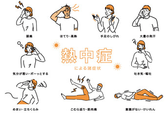 熱中症による諸症状のイラスト
