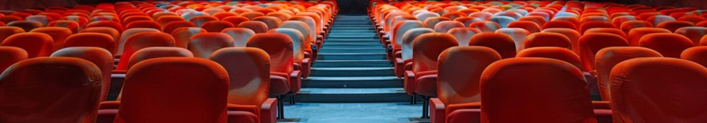 Empty Theater Hall with Grand Interior Furnishings, an Echoing Space for Performances and Cultural Events Awaits Its Audience