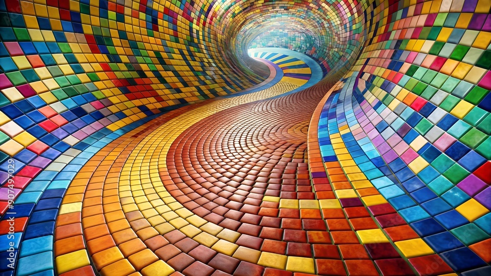 Poster geometric pathways: a symphony of color and pattern ai generated