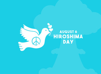 Hiroshima Day. August 6. Blue background.