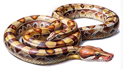 Obraz premium Serpentine Symphony: A Watercolor Portrait of a Boa Constrictor AI generated